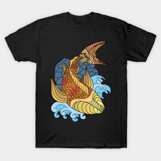 Golden koi fish illustration doodle T-Shirt
